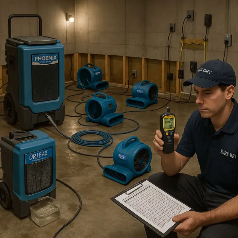 Structural Drying and Dehumidification process in Balmville, NY